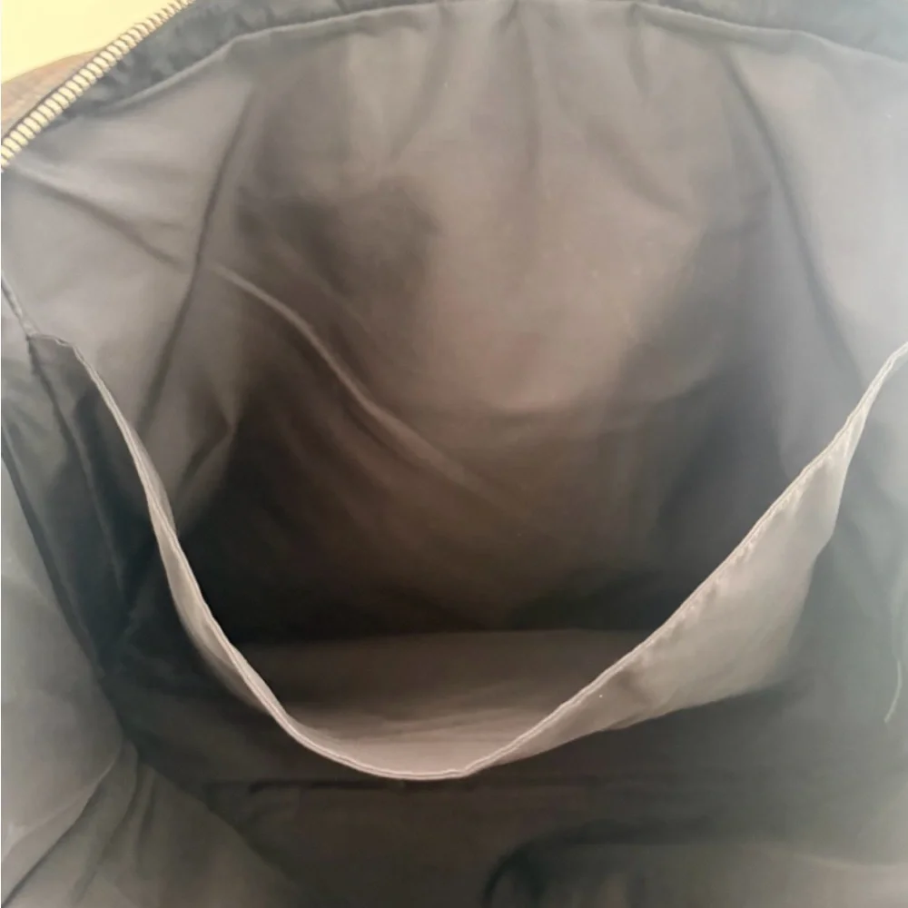 CHANEL Travel Line Tote Bag Black Brown Nylon Leather